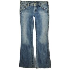 Silver Jeans NUGGET Size 30 Low Rise Flare Destructed Denim